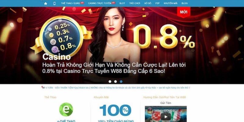 Giao diện của cổng cược w88 được thiết kế hiện đại